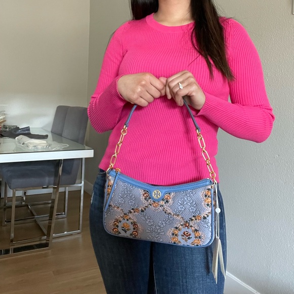 New✨tory burch T monogram brocade studio crossbody bag - Picture 14 of 16